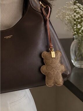 Coach Signature Canvas Puffy Bear Bag Charm Keychain NWT CCX44